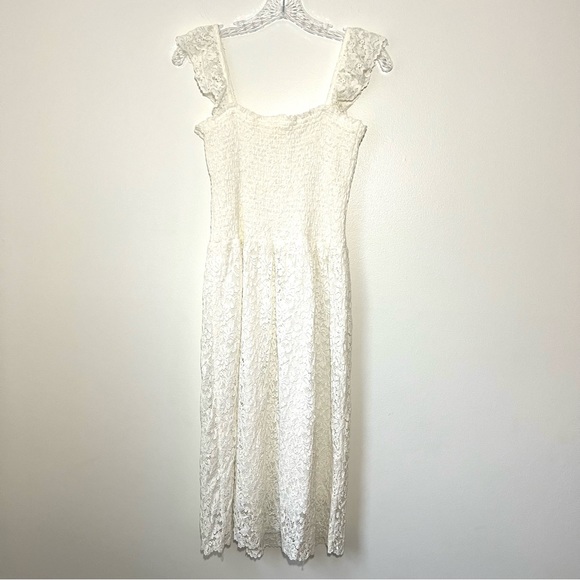 Anthropologie Maeve Anastasi Lace White Midi Dress - Picture 5 of 12